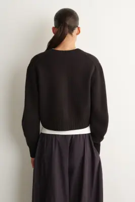 CARDIGAN EN LAINE MÉRINOS - BRUN — photo 4
