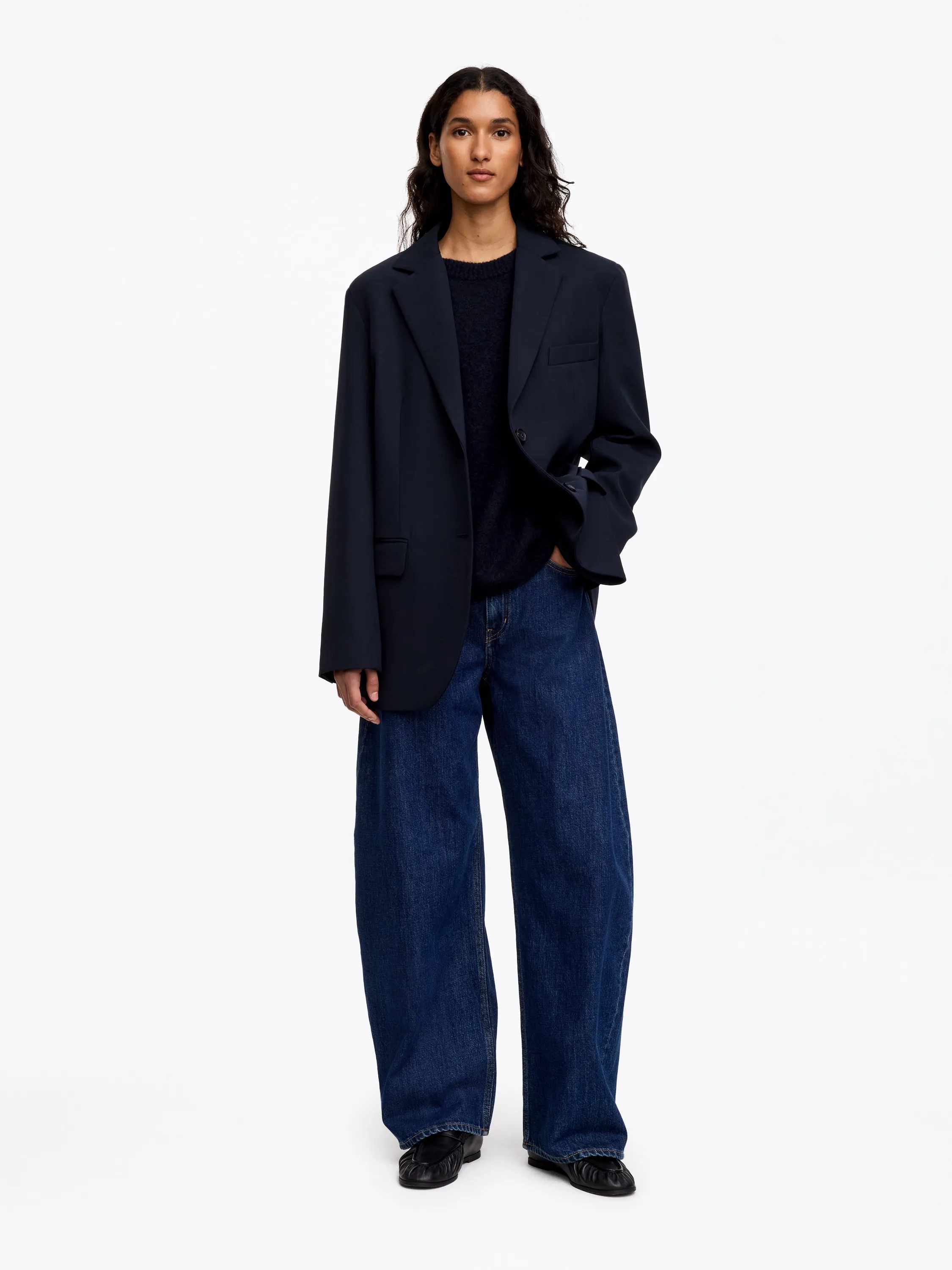 Pull en mélange de laine et d'alpaga - Bleu foncé