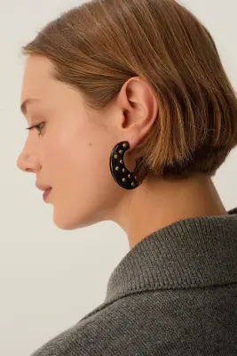 Boucles D'Oreilles Lalbert Noir/Dore — photo 1
