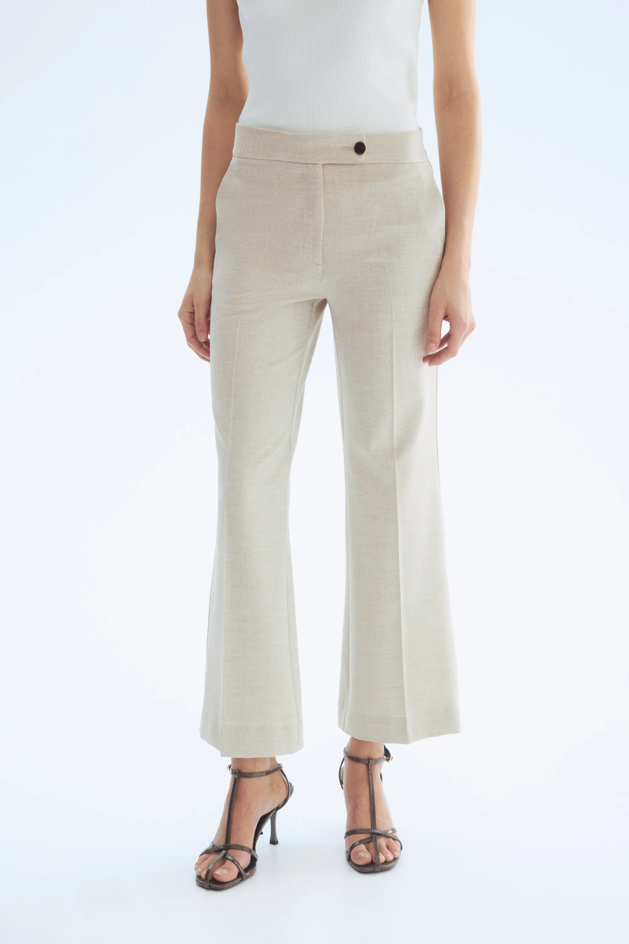 Pantalon bootcut 7/8 - Beige clair
