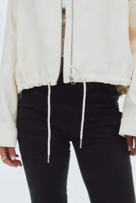 Veste en tissu gratté - Crème — photo 3