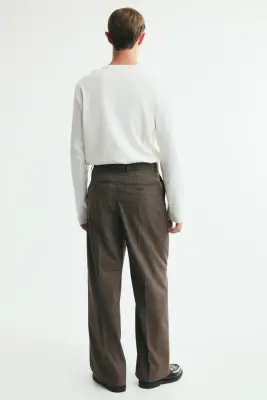 Pantalon de costume Loose Fit - Marron foncé/carreaux — photo 3