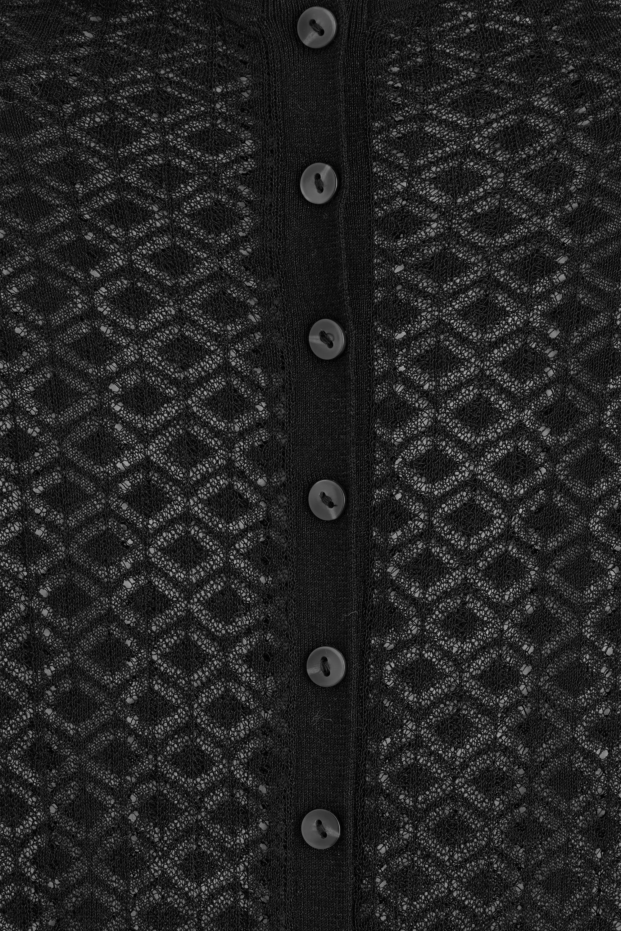 CARDIGAN EN DENTELLE DE MAILLE DIAMANT - NOIR