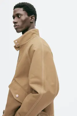 Veste workwear en coton - Beige foncé — photo 4