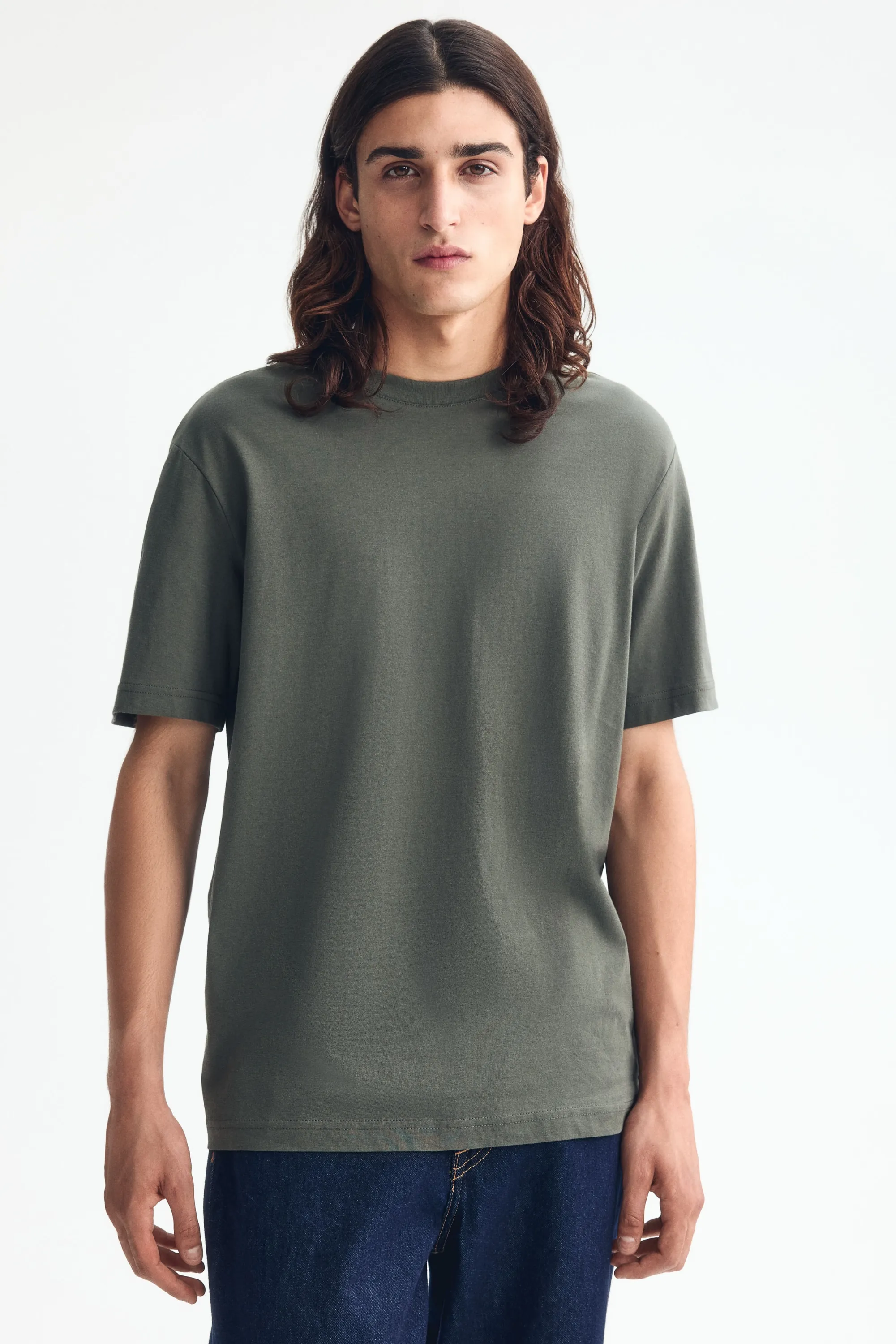 T-shirt Regular Fit - Vert kaki foncé