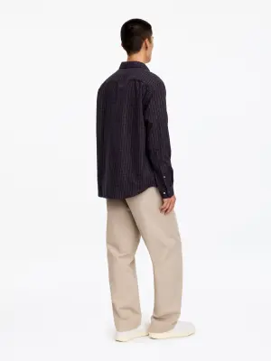 Chemise en flanelle brossée - Carreaux/Bleu marine foncé — photo 1