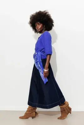 Jupe midi en jean Femme — photo 4