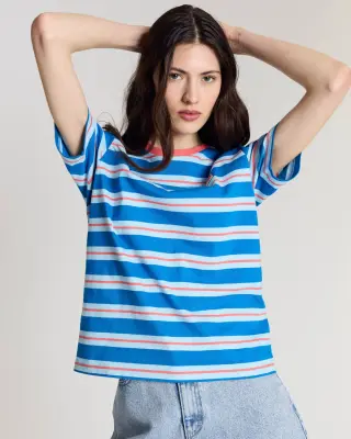 Tee-shirt Bree rayures bleu et rouge — photo 1