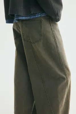Jean Loose Wide à coutures tournantes - Vert denim — photo 2