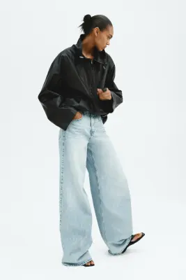 Wide High Waist Jeans - Bleu denim clair — photo 5