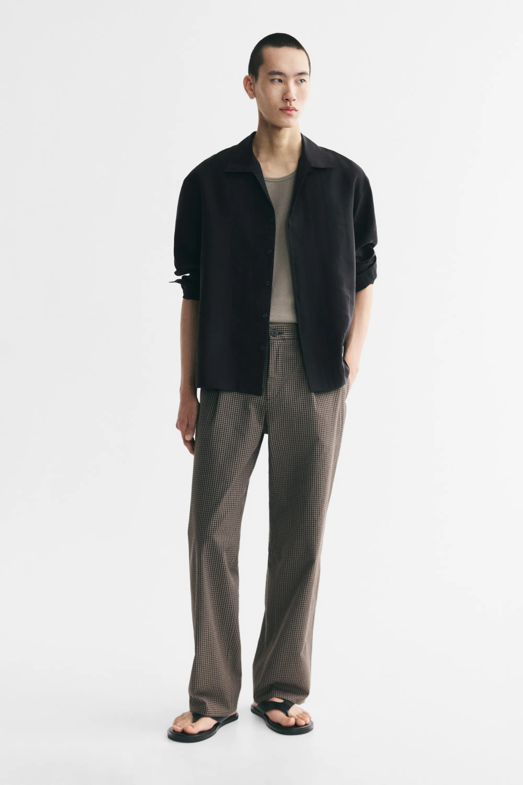 Chemise Relaxed Fit avec col cubain - Noir