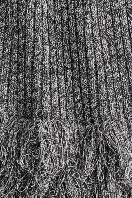 Top frangé en maille côtelée - Noir/blanc chiné — photo 5