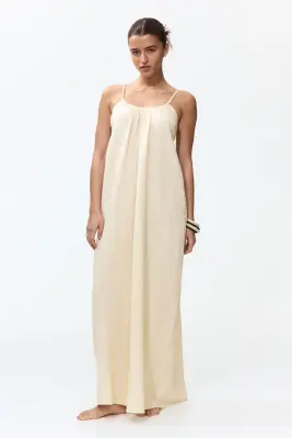 Robe de plage en mousseline de coton - Jaune pâle — photo 1
