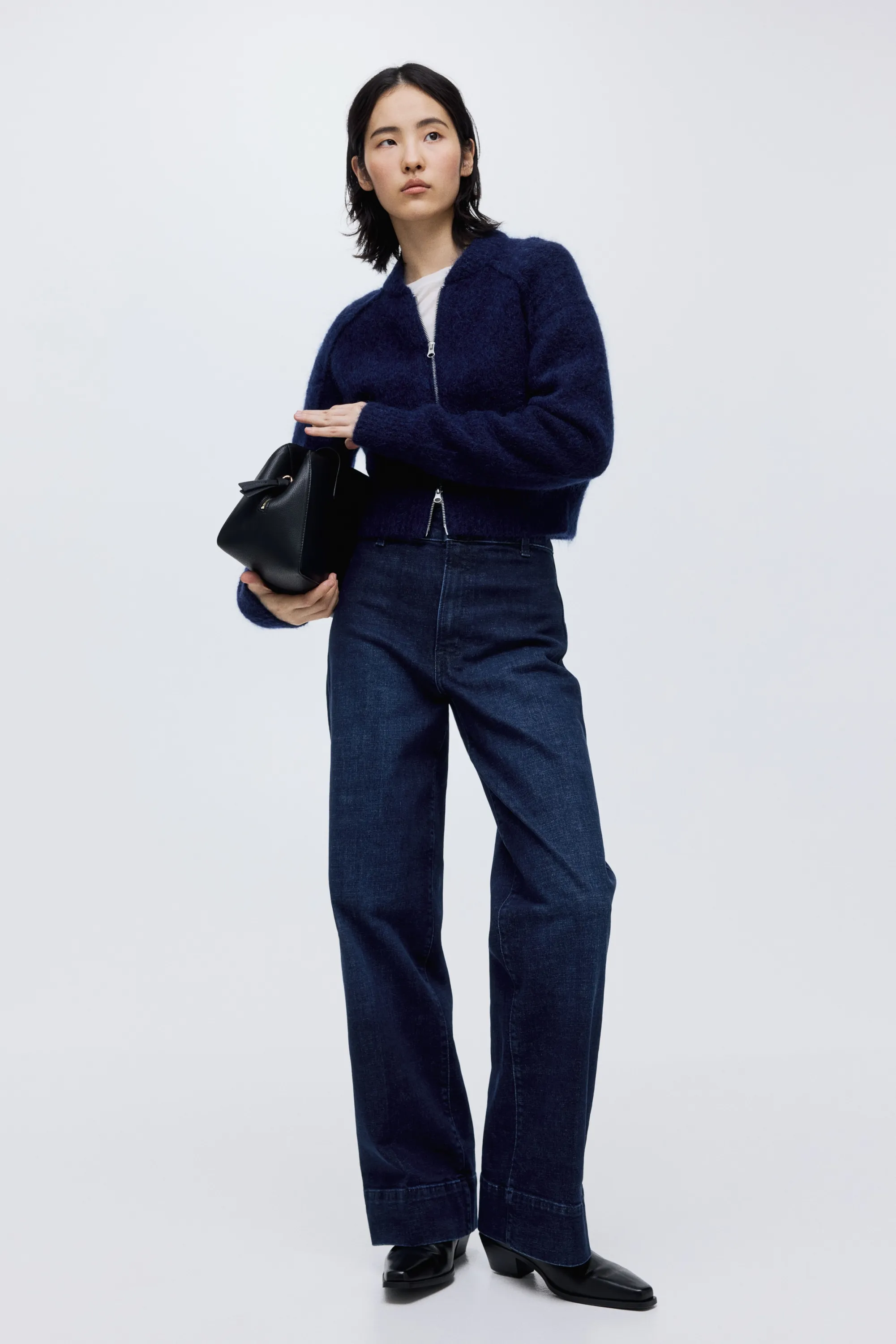 Wide High Jeans - Bleu denim foncé