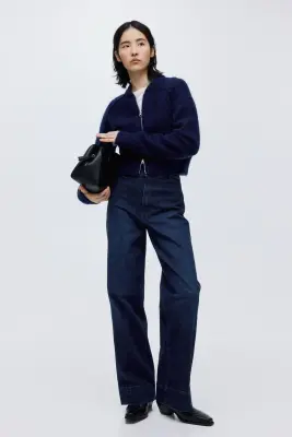 Wide High Jeans - Bleu denim foncé — photo 1