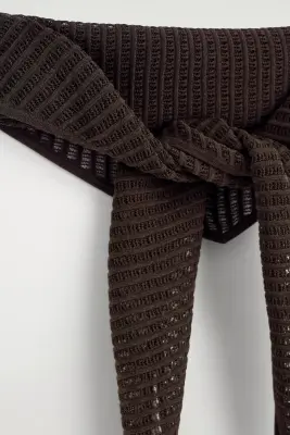 FOULARD TRIANGLE EN MAILLE POINTELLE - BRUN — photo 4