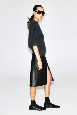 PULL À COL ROND EN PUR CACHEMIRE BROSSÉ - GRIS ANTHRACITE CHINÉ — photo 3
