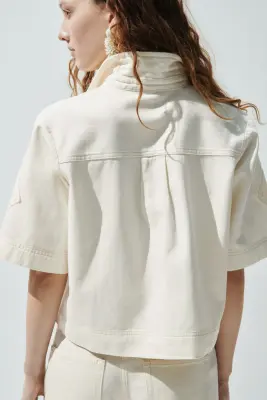Chemise à manches courtes en denim - Crème — photo 2