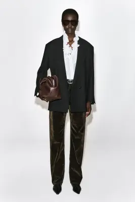 BLOUSE EN COTON CRÊPÉ À COL VOLANTÉ - BLANC / RAYURES — photo 2