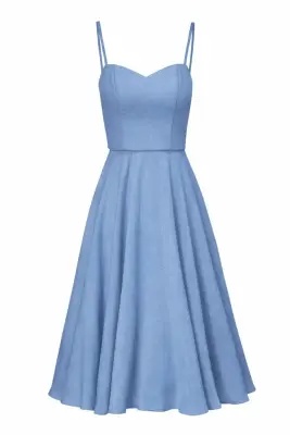 Bardot Linen Dress - Grey blue — photo 3