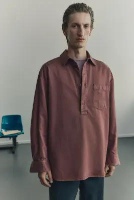 Chemise popover Loose Fit - Rose ancien foncé — photo 1