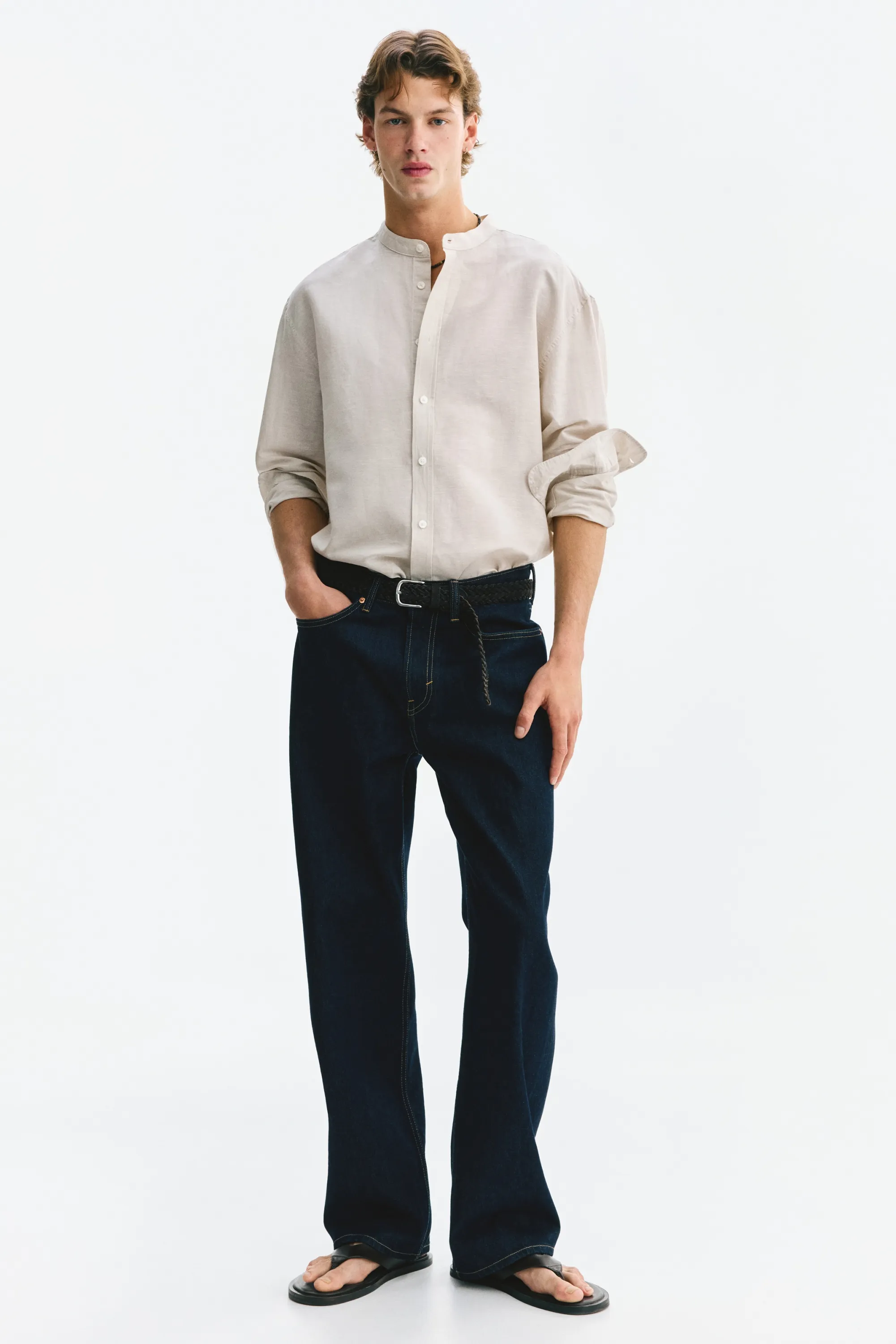 Chemise Relaxed Fit en lin mélangé - Beige clair