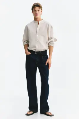 Chemise Relaxed Fit en lin mélangé - Beige clair — photo 1