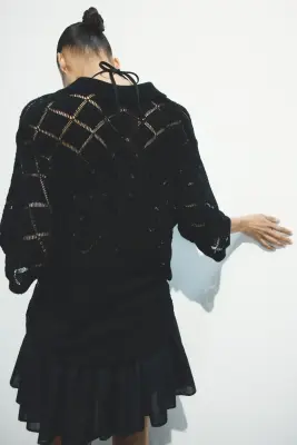 Polo façon crochet - Noir — photo 2