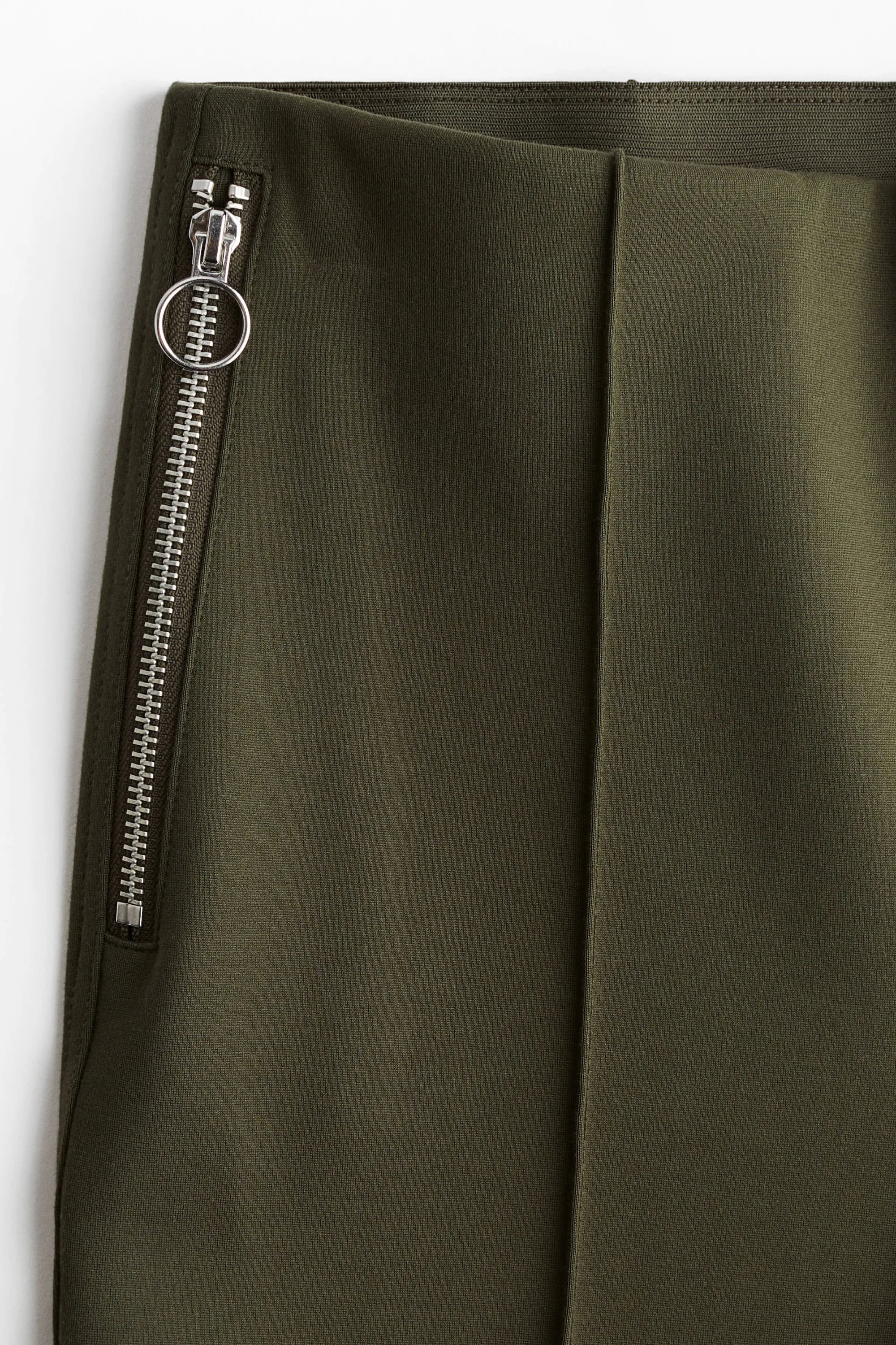 Pantalon en interlock avec bas de jambe zippés - Vert foncé