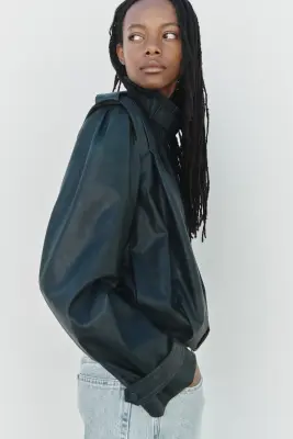 Veste oversize avec col entonnoir - Turquoise foncé — photo 3