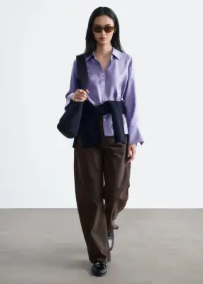Chemise décontractée en soie - Lilas — photo 2