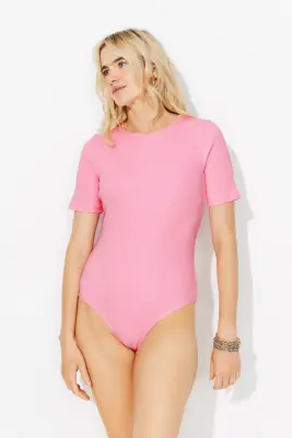 Body uni jersey côtelé Femme — photo 2