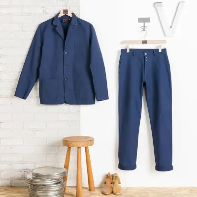 Veston workwear en croisé en coton bio 1G/24 - Navy — photo 2