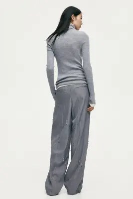 Top col roulé en laine mérinos - Gris chiné — photo 3