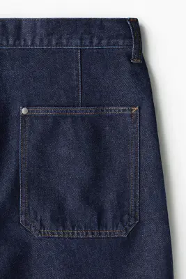 Short baggy à pinces en denim - Bleu denim foncé — photo 3