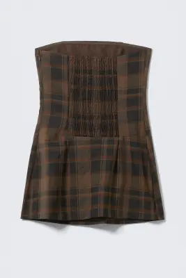 Mini robe de costume tube - Carreaux Dark Brown — photo 1