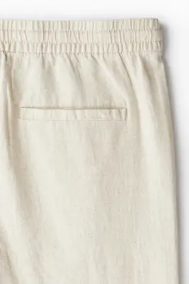 Pantalon Regular Fit en lin mélangé - Crème — photo 5