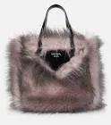 Sac fourrure synthetique rose/gris