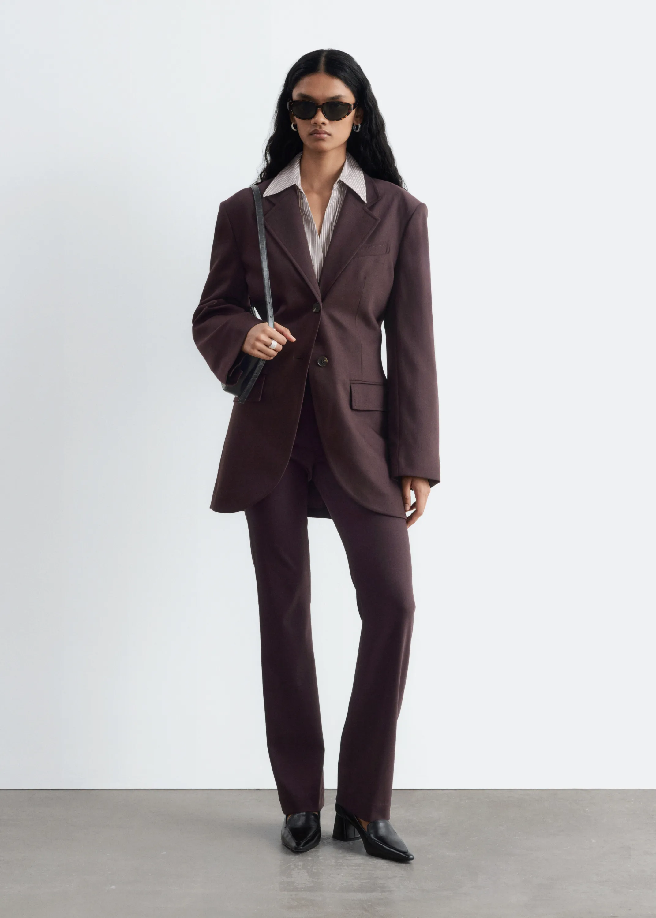Blazer à boutonnage simple - Marron foncé
