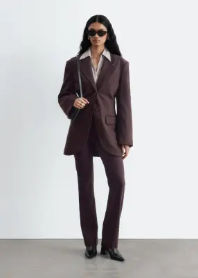Blazer à boutonnage simple - Marron foncé — photo 1
