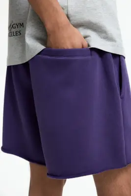 Short Relaxed Fit en molleton - Violet foncé — photo 3