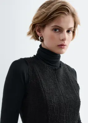 Robe courte à bords bruts - Noir — photo 4