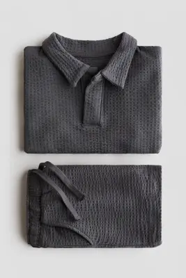 Ensemble 2 pièces en coton gaufré - Gris foncé — photo 4