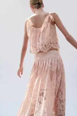 Jupe festonnée en dentelle - Rose ancien — photo 2