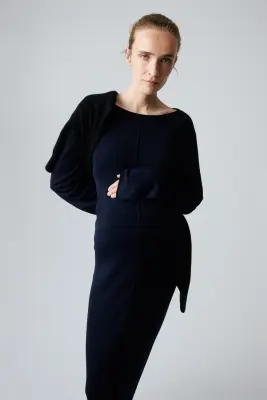 MAMA Robe en maille fine - Bleu marine — photo 2