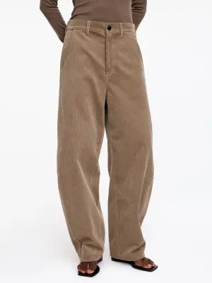 Pantalon barrel en velours côtelé - Beige — photo 3