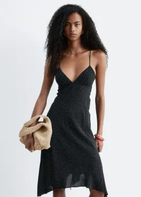 Robe nuisette midi à pois - Noir/À micro pois — photo 1
