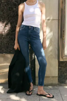 Skinny High Waist Jeans - Bleu denim — photo 4