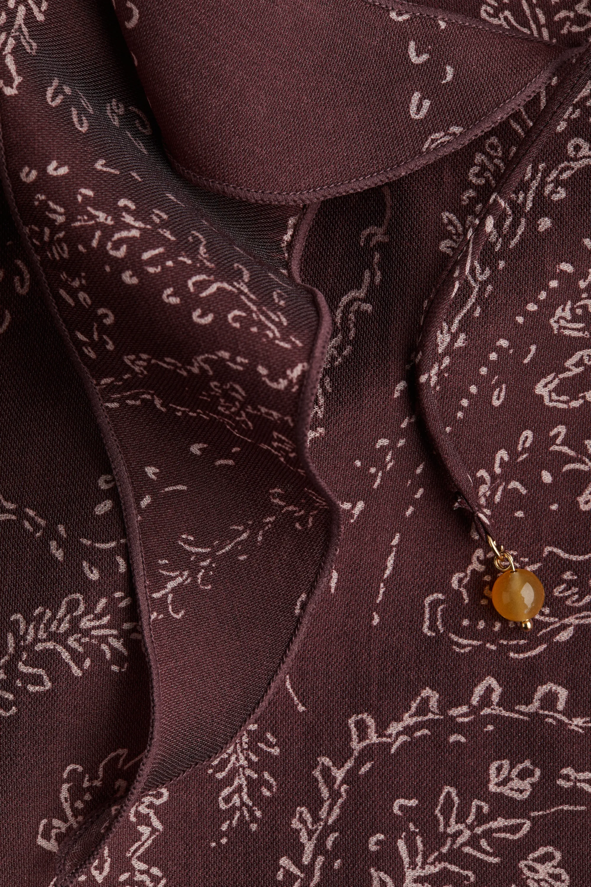 Robe à volants ruchés - Bordeaux/motif cachemire