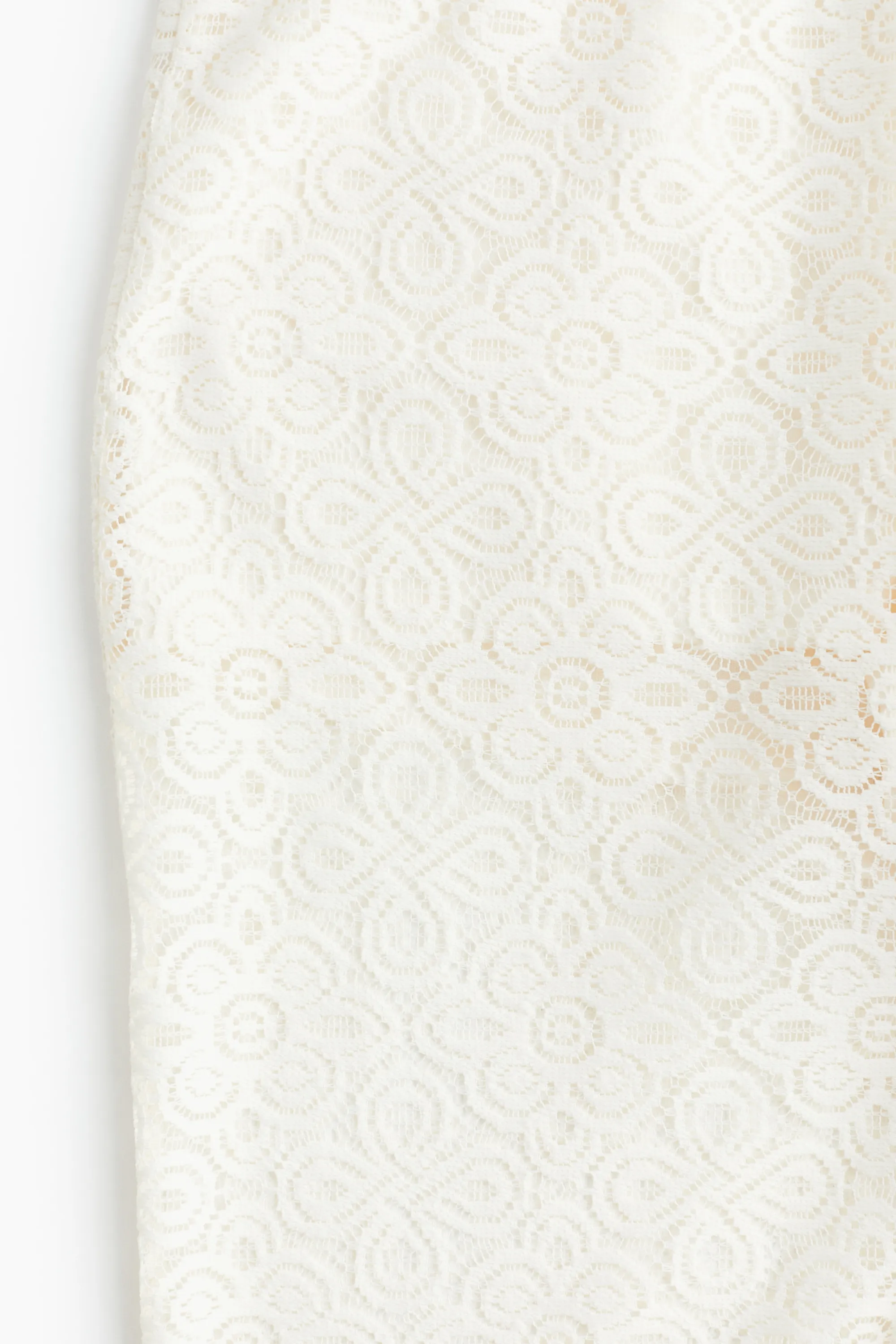 Pantalon évasé en dentelle avec bords frangés - Écru